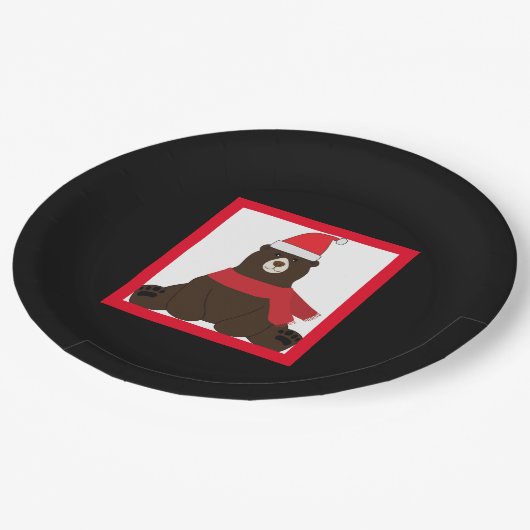 Holiday Bear Foto Pappteller (Schrägansicht)