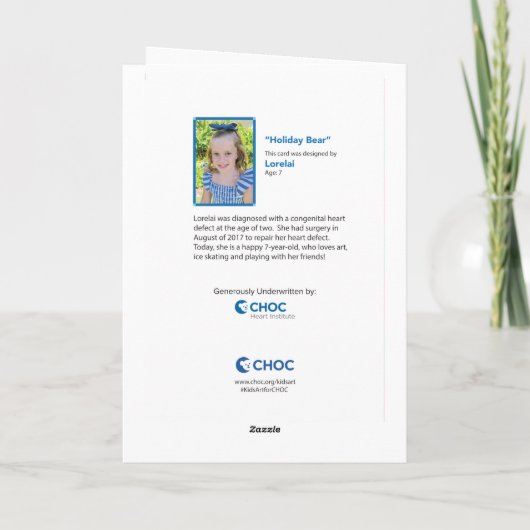 Holiday Bear - Kinder Kunst für das CHOC Dankeskarte (Rückseite)