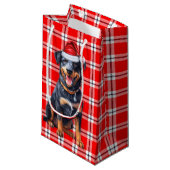 Holiday Beauceron Dog und Red Karierten Weihnachte Kleine Geschenktüte (Vorderseite Schrägansicht)