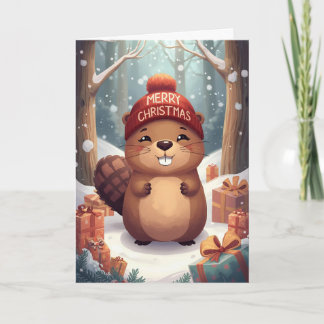 Holiday Beaver Greeting Feiertagskarte