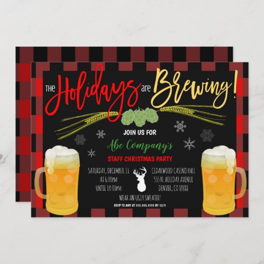 Holiday Beer Party Einladung (Vorne/Hinten)