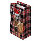 Holiday Belgisch Malinois Dog Karierte Weihnachten Kleine Geschenktüte (Rückseite Schrägansicht)