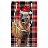 Holiday Belgisch Malinois Dog Karierte Weihnachten Kleine Geschenktüte (Vorderseite)