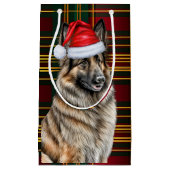 Holiday Belgische Tervuren Dog Fun Karierte Weihna Kleine Geschenktüte (Vorderseite)