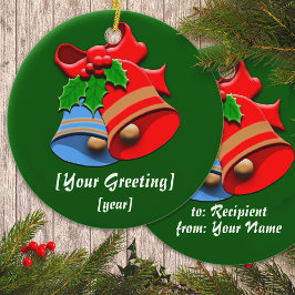 Holiday Bells Christmas Keramik Ornament
