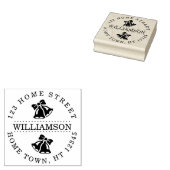 Holiday Bells Circular Family Name Rücksendeadress Gummistempel (Stempel)