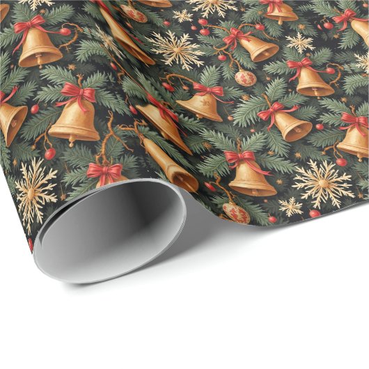 Holiday Bells, Decorative Christmas Pattern, Geschenkpapier (Rolleneckpunkt)