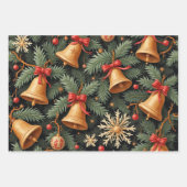 Holiday Bells, Decorative Christmas Pattern, Geschenkpapier Set (Vorderseite 3)