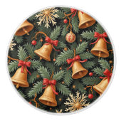 Holiday Bells, Decorative Christmas Pattern, Keramikknauf (Vorderseite)