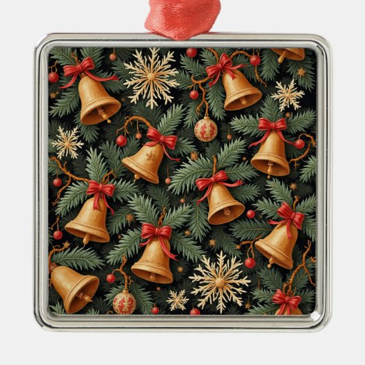 Holiday Bells, Decorative Christmas Pattern, Ornament Aus Metall (Vorne)
