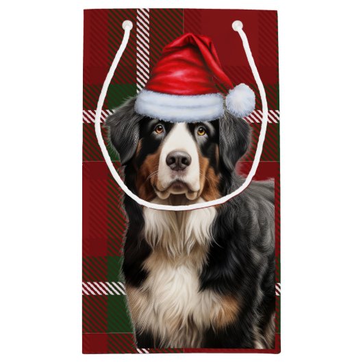Holiday Bernese Mountain Dog Fun Karierte Weihnach Kleine Geschenktüte (Rückseite)