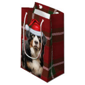 Holiday Bernese Mountain Dog Fun Karierte Weihnach Kleine Geschenktüte (Vorderseite Schrägansicht)