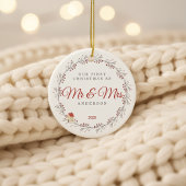 Holiday Berry Branch Christmas Newlyweds Keramik Ornament