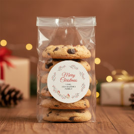 Holiday Berry Branch Christmas Runder Aufkleber