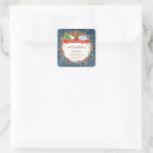 Holiday Berry Wreath Weihnachtskeks Quadratischer Aufkleber (Tasche)