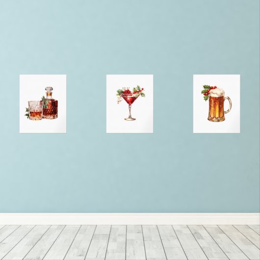 Holiday Beverages Trio Bilderwand Sets (Holzboden)