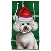 Holiday Bichon Frise Dog Green Karierte Weihnachte Kleine Geschenktüte (Vorderseite)