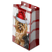 Holiday Biewer Terrier Dog Karierte Weihnachten Kleine Geschenktüte (Rückseite Schrägansicht)