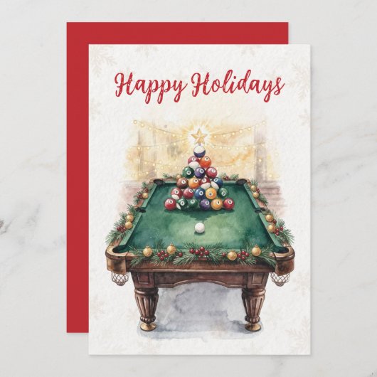 Holiday Billiard player Christmas Cards Feiertagskarte (Vorne/Hinten)