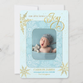 Holiday Birth Announcement It's a Boy Blue Photo Feiertagskarte