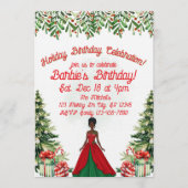 Holiday Birthday Celebration Black Doll Einladung (Vorderseite)