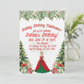 Holiday Birthday Celebration Doll Einladung (Stehend Vorderseite)