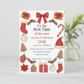 Holiday Birthday Invitation | Winter Celebration Einladung (Stehend Vorderseite)