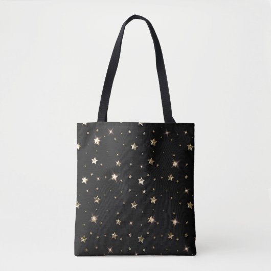 Holiday Black and Gold Imitate Metal Weihnachtssta Tasche (Vorderseite)