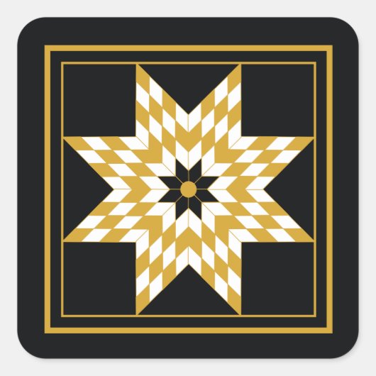 Holiday Black and Gold Star Celebration Motif Quadratischer Aufkleber (Vorderseite)