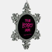 Holiday Black and Hot Pink Business Logo Site Schneeflocken Zinn-Ornament (Links)