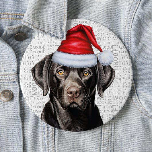 Holiday Black Lab Santa Dog auf dem Hintergrund de Button (Beispiel)