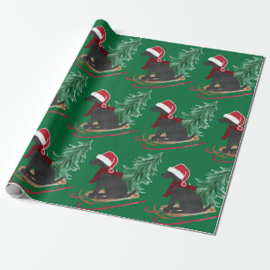 Holiday Black Lab Xmas Tree Schlitten Geschenkpapier