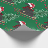Holiday Black Lab Xmas Tree Schlitten Geschenkpapier (Ecke)