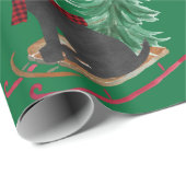 Holiday Black Lab Xmas Tree Schlitten Geschenkpapier (Rolleneckpunkt)