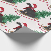 Holiday Black Lab Xmas Tree Schlitten Geschenkpapier (Ecke)