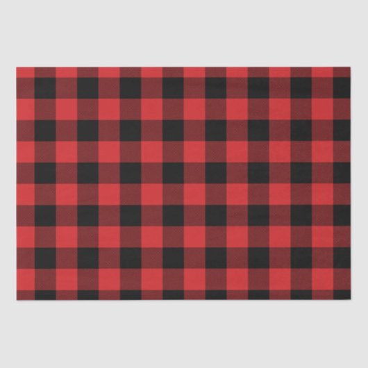 Holiday Black und Red Buffalo Kariert Seidenpapier (Vorderseite)