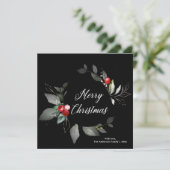 Holiday Black Watercolor Heilige Weihnachtskarte Einladung (Stehend Vorderseite)
