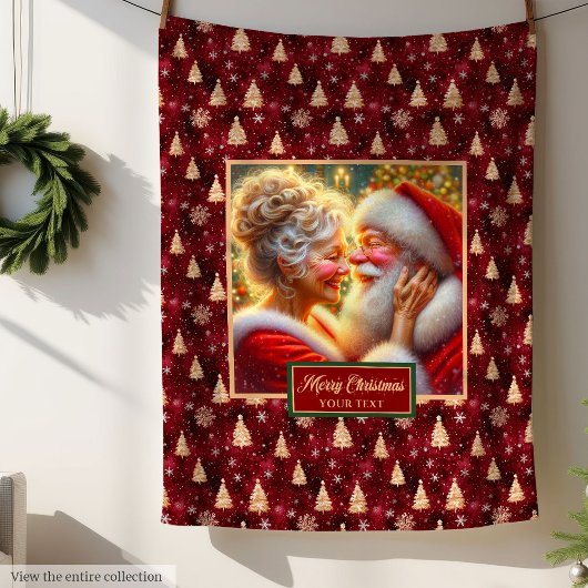 Holiday Blanket Gemütlich Burgund Gold Weihnachten Fleecedecke