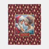 Holiday Blanket Vintag Mr. & Mrs. Claus Weihnachte Fleecedecke (Vorderseite)