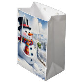 Holiday Blessings Snowman Christmas Gift Bags Mittlere Geschenktüte (Vorderseite Schrägansicht)