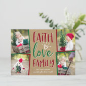 Holiday Blessings | Weihnachtsfoto-Collage Card Feiertagskarte (Stehend Vorderseite)