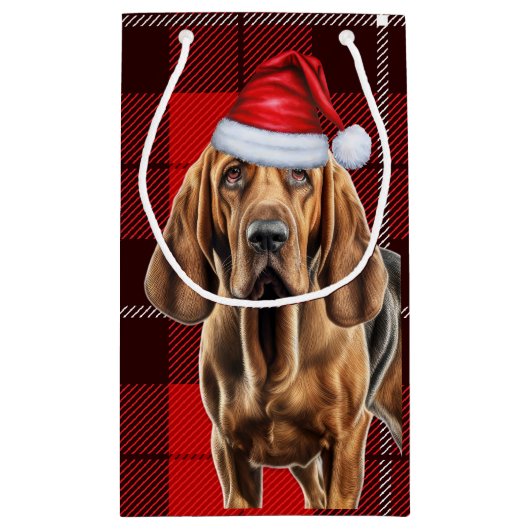 Holiday Bloodhound und festliche Karierte Weihnach Kleine Geschenktüte (Rückseite)