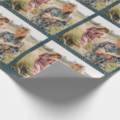 Holiday Blue Geometric Print Foto Weihnachten Geschenkpapier (Ecke)