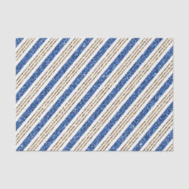 HOLIDAY BLUE & GOLD GLITTER LOOK STRIPES SEIDENPAPIER