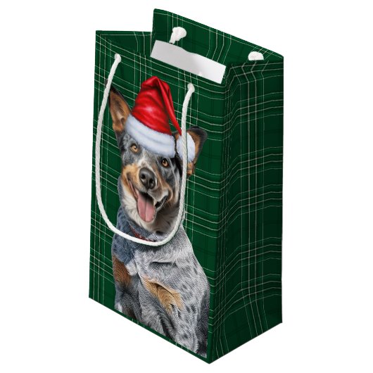 Holiday Blue Heele Festlicher Urlaub Karierte Weih Kleine Geschenktüte (Rückseite Schrägansicht)