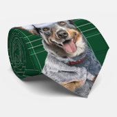 Holiday Blue Heeler Dog Green Karierte Weihnachten Krawatte (Gerollt)