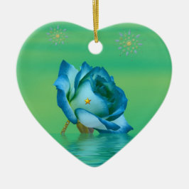 Holiday Blue Rose Keramikornament
