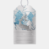 Holiday Blue Silver Christmas Metall Rentier Tree Geschenkanhänger (Rückseite)