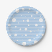 Holiday Blue Snow & Stripes Polka Dot Teller (Vorderseite)