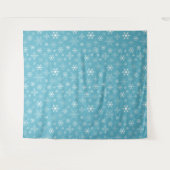 Holiday Blue Snowflake Muster Wall Tapestes Wandteppich (Vorderseite (Horizontal))